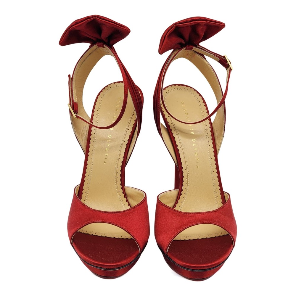 Charlotte Olympia Wallace Bow-Back Satin Evening Sandal | Red | NWOB $825 35 - Picture 3 of 6